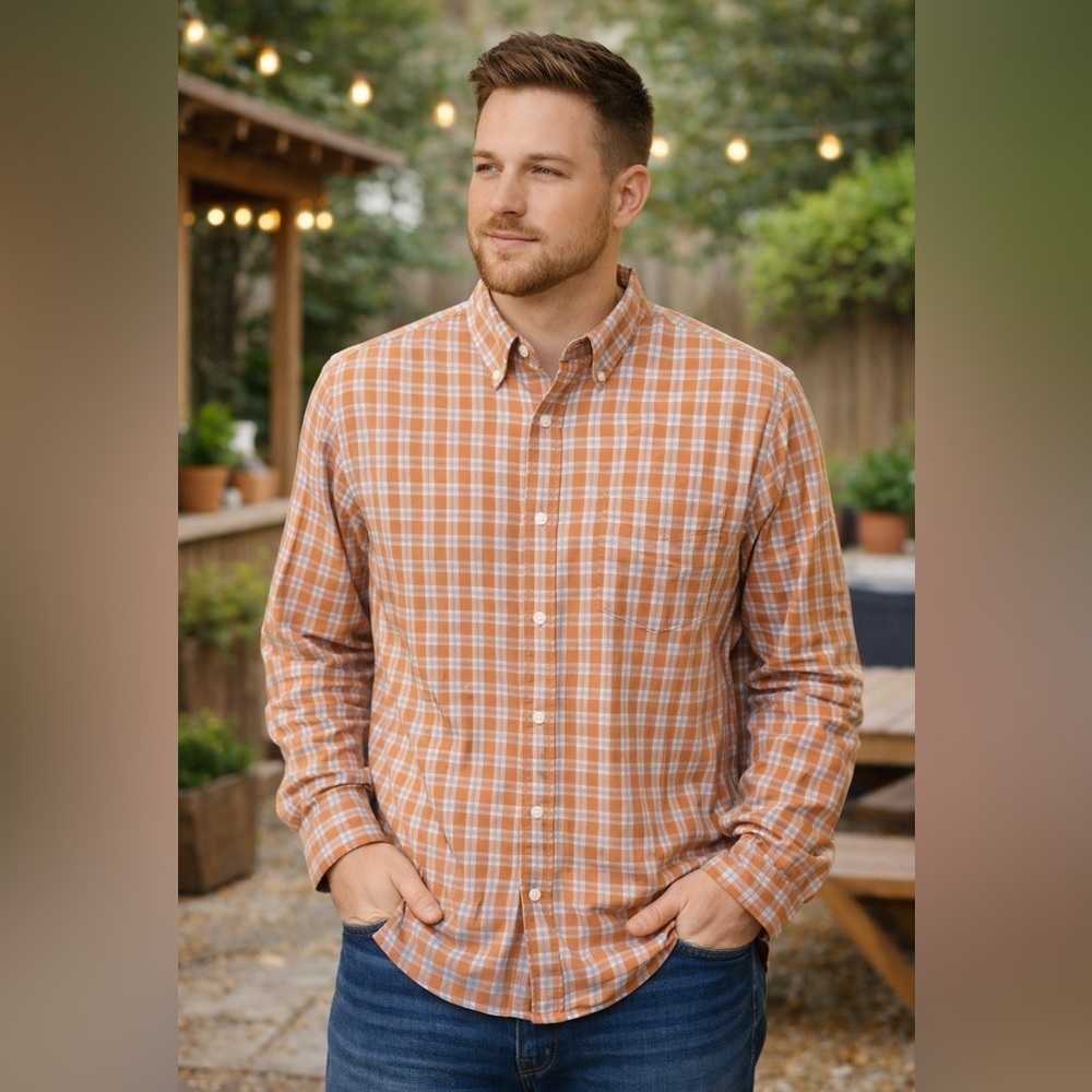 Faherty Plaid Organic Cotton Button Down Shirt/Small